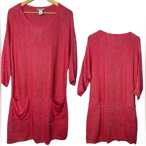 Soft Surroundings Dresses & Skirts - 067. Soft SURROUNDINGS S-M Oversized Pink Metallic Knit Slouchy Pockets Dress